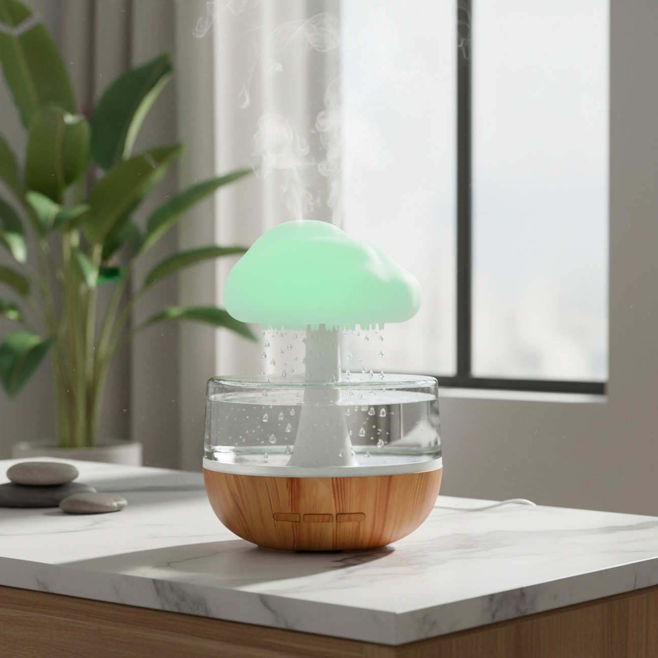 カラフルLEDライトで光る加湿器のデザイン