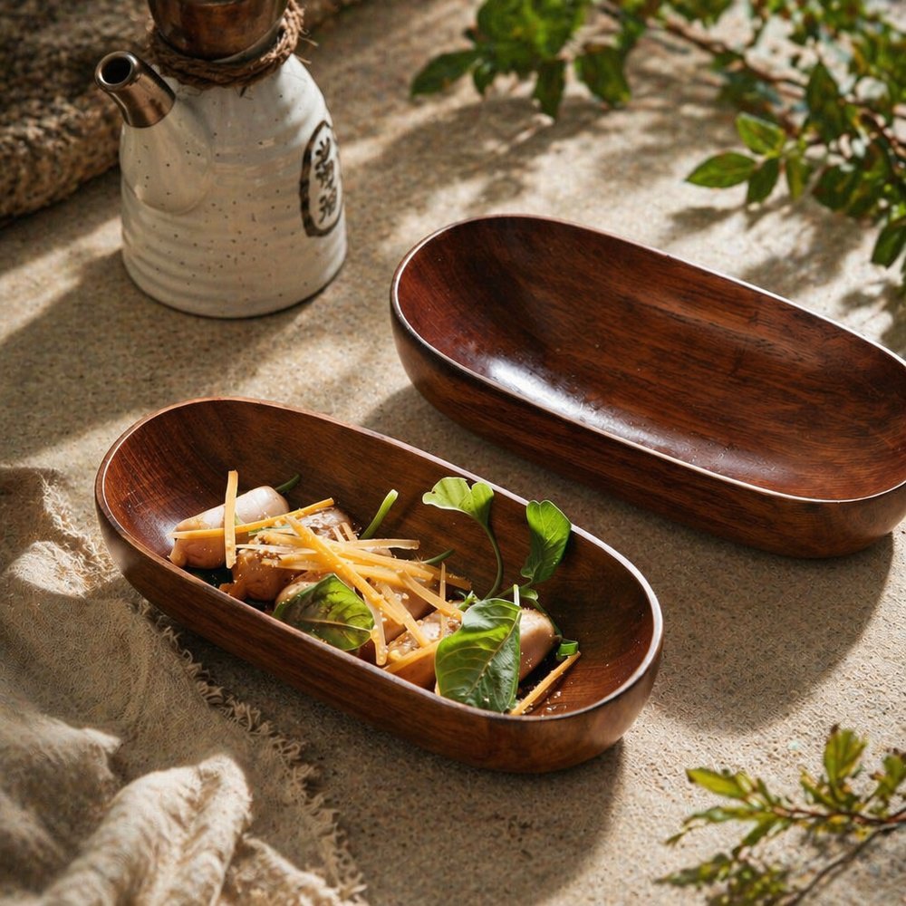 Bootsförmige Obstplatte aus Massivholz, Snacktablett für Zuhause
