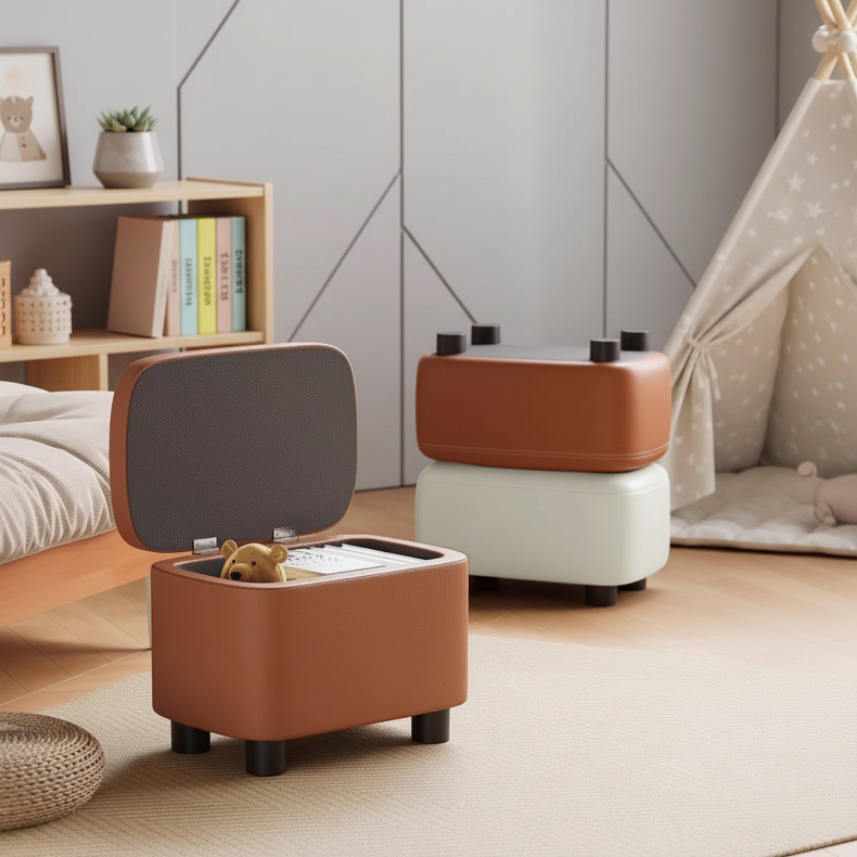 Kleiner Hocker für den Hauseingang, Schuhwechsel-Sofa-Fußhocker aus Leder