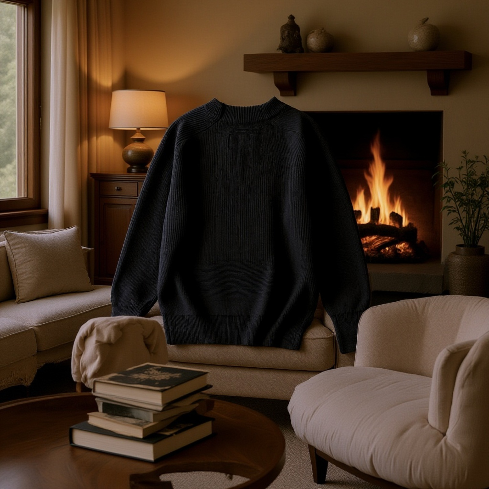 ラグランスリーブセーターの袖部分ディテール