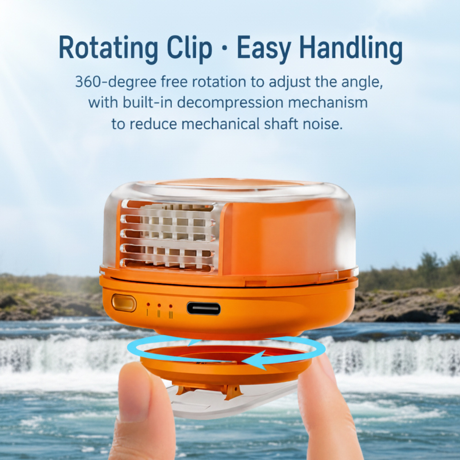 Outdoor Waist Bag High-Speed Mini Fan, USB Rechargeable Waist & Neck Hanging Silent Fan