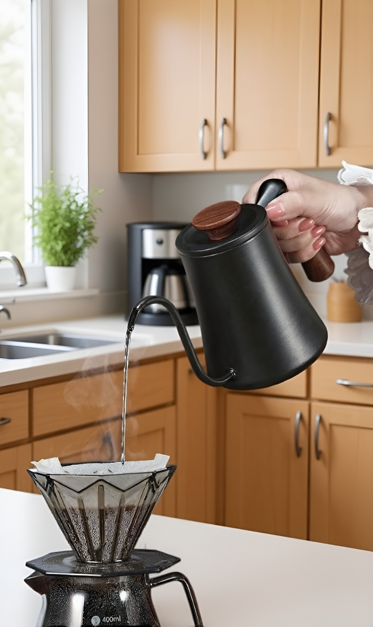 Handgebrühte Kaffeekanne aus 304 Edelstahl mit Schwanenhals
