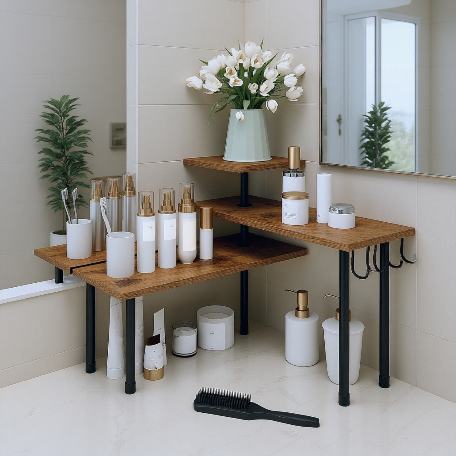 Estante esquinero resistente y elegante para almacenamiento