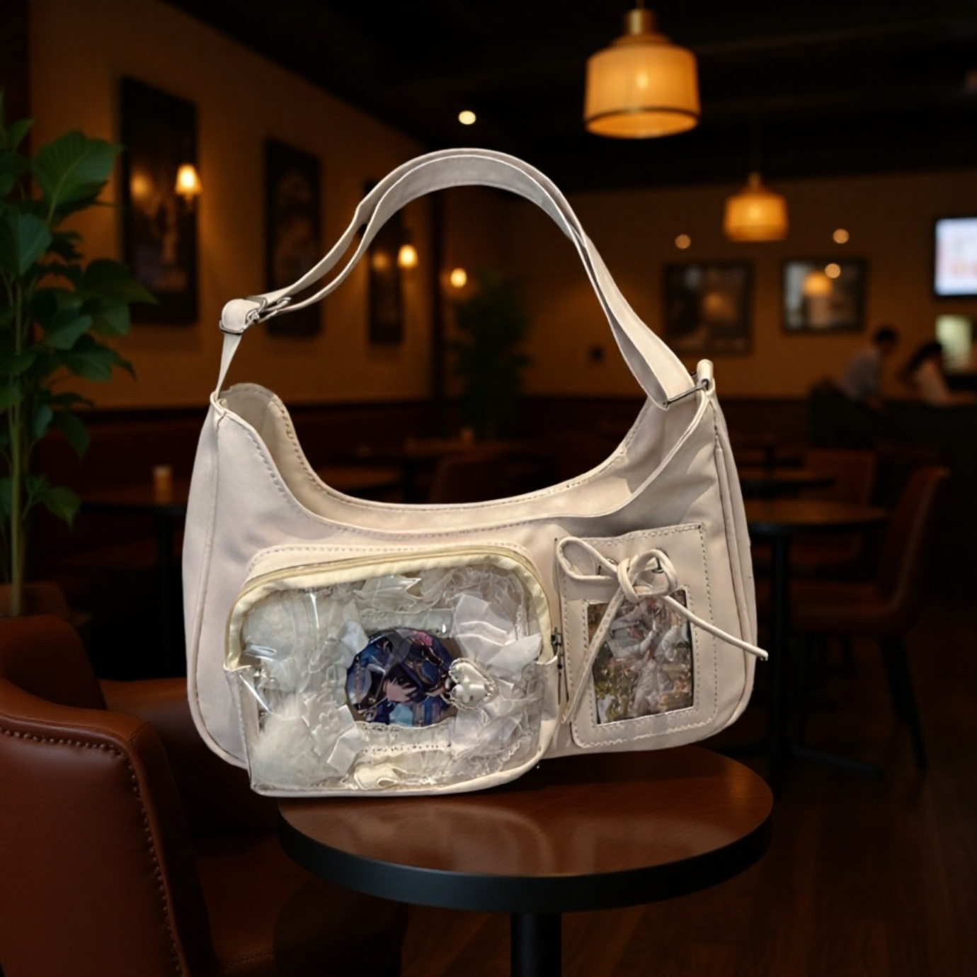 女の子用二次元痛バッグ クロスボディ 学生パーティー 大容量 透明バーバッグ