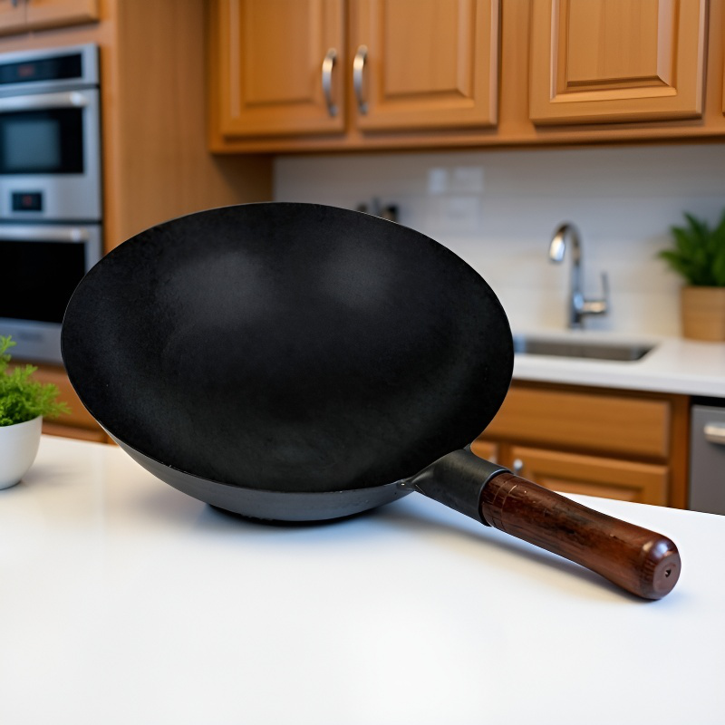 Altmodischer Wok-Topf aus Schmiedeeisen