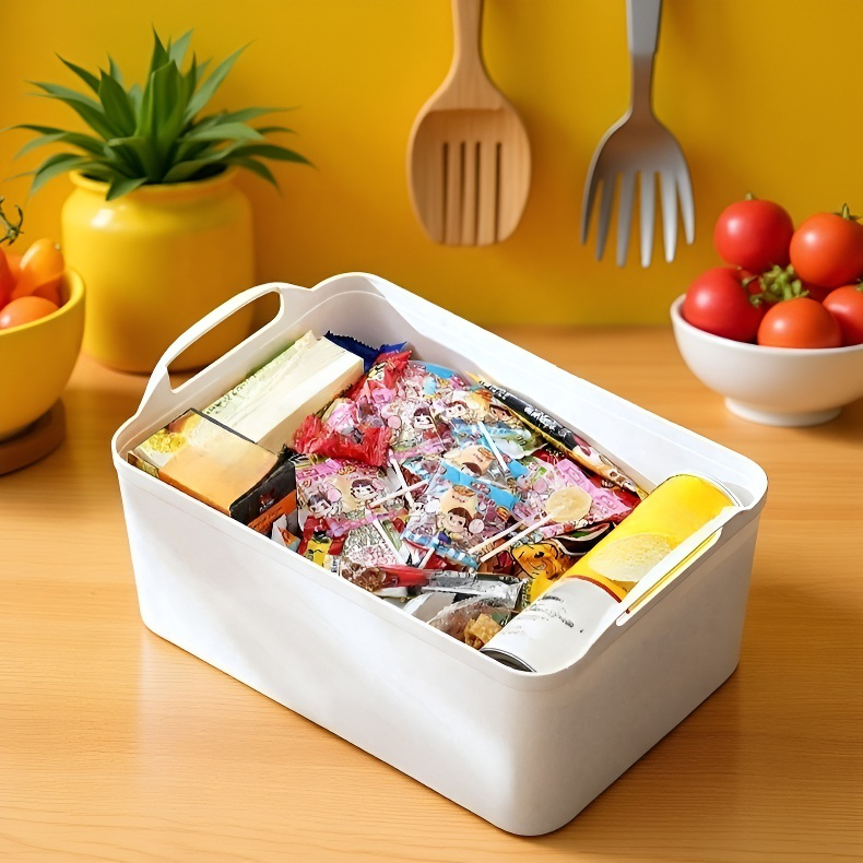 멀티 토트 수납함 솔리드 플라스틱 수납 정리함 덮개 달린 옷과 잡동사니 수납함