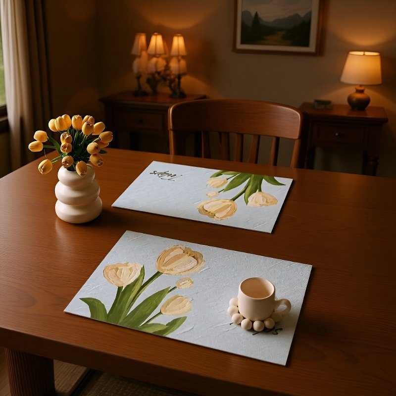 防水・耐油性に優れたレザー製断熱プレースマット