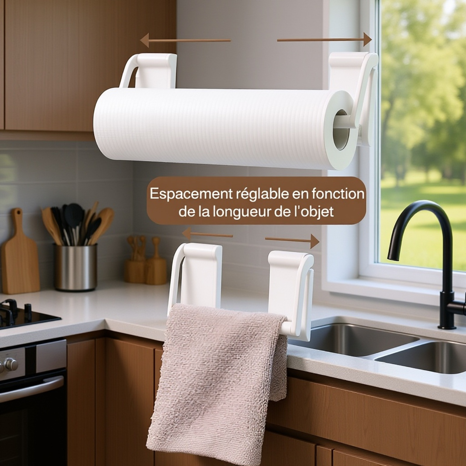 Vue rapprochée du système magnétique du porte-rouleaux