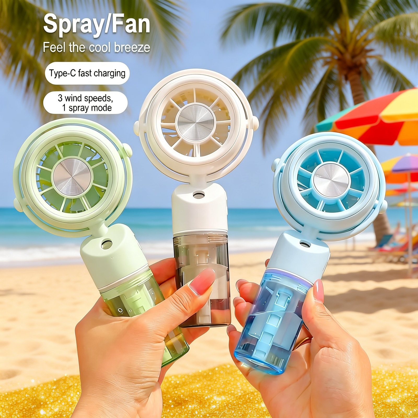 New cross-border e-commerce model: Portable mini handheld fan for summer hydration, rechargeable des