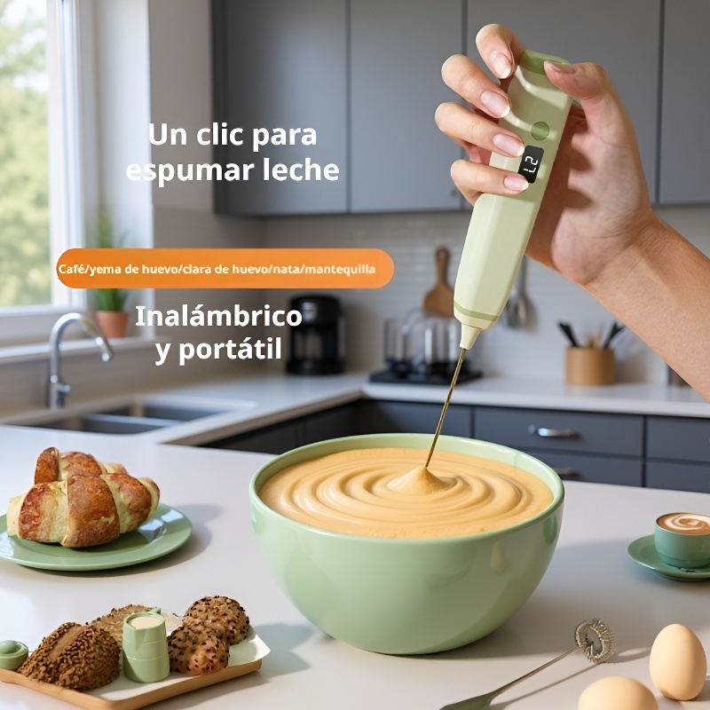 Espumador de leche eléctrico portátil para café, batidor de mano inalámbrico