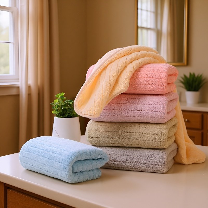 코랄 컬러 슬림 타월