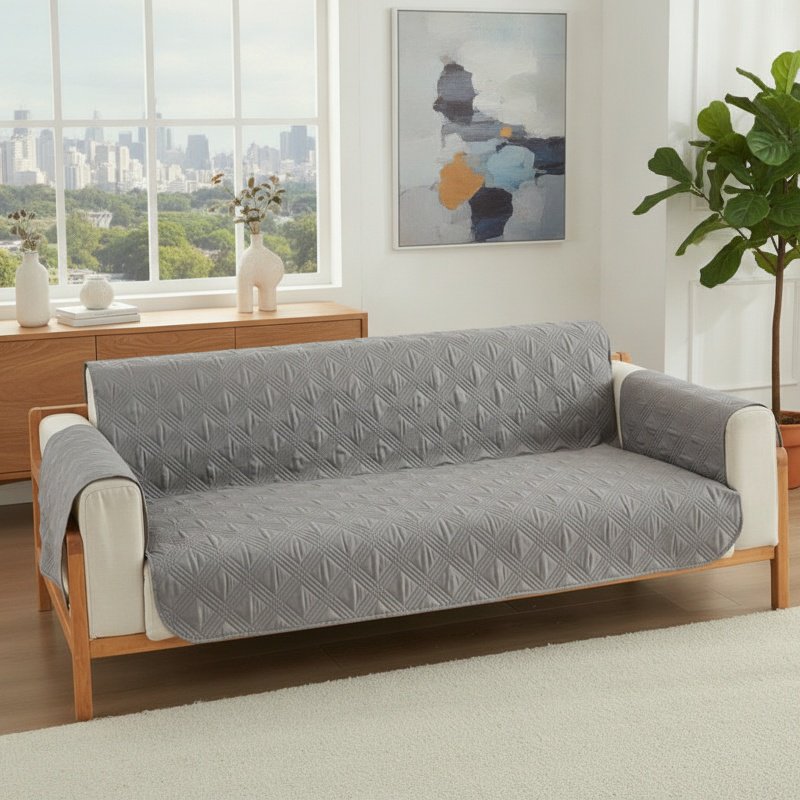 Thick sofa cover with cushioned backrest protection
