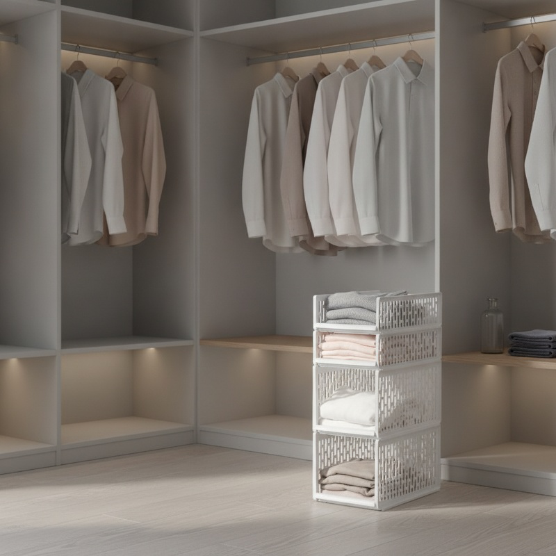 Bedroom Wardrobe Storage Layer Partition Basket