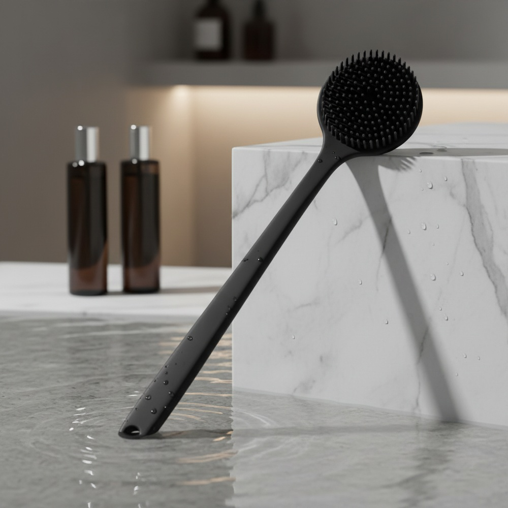 Multi-functional silicone bath brush set for cleansing, exfoliation, massage, and back scrubbing