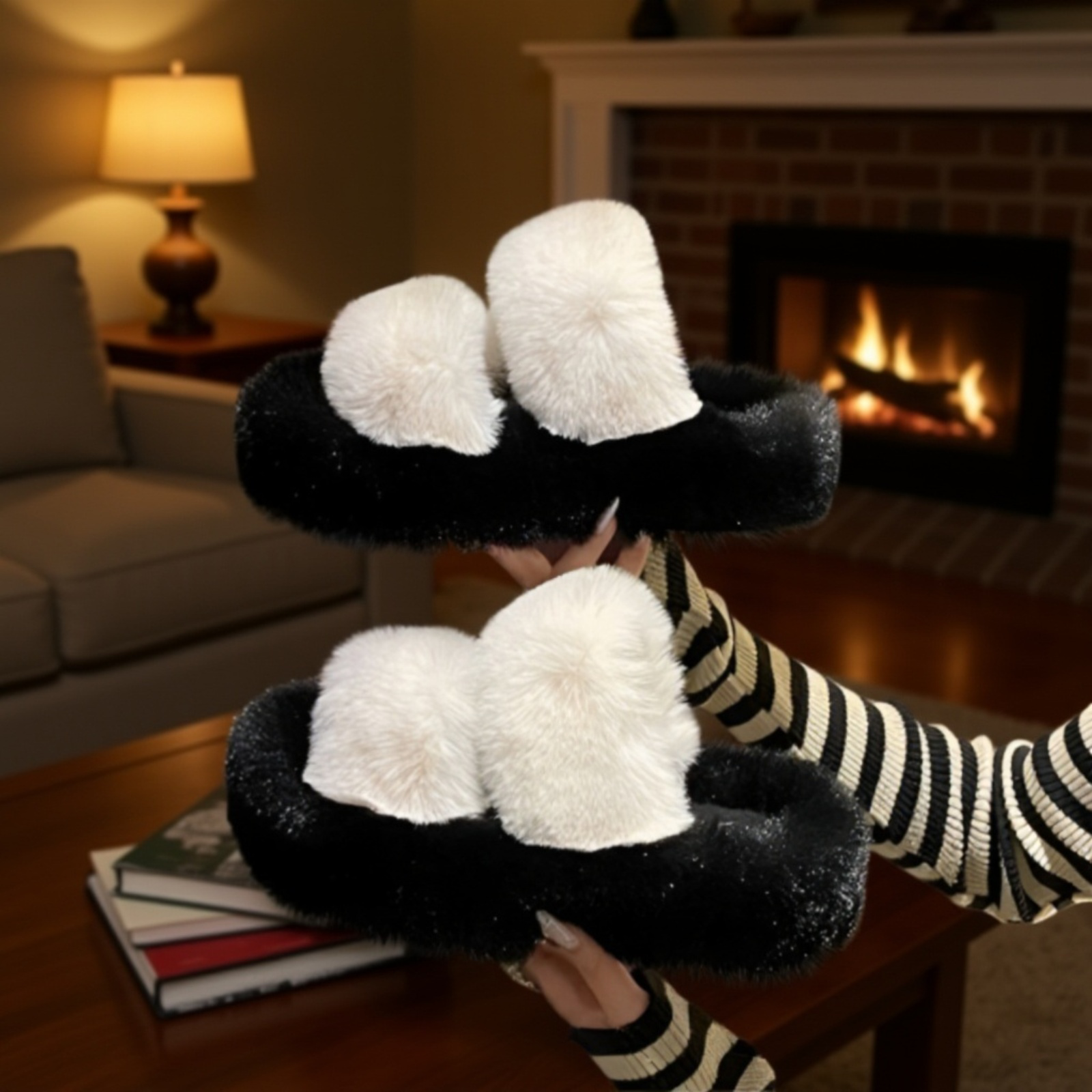 外出にも使えるレディースファーサンダル