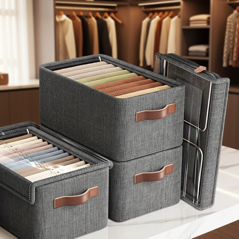 Multi-functional foldable storage box in modern living room