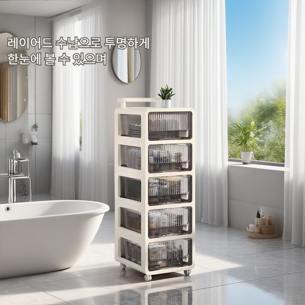 이동식 다층 방진 가정용 수납 트롤리 캐비닛