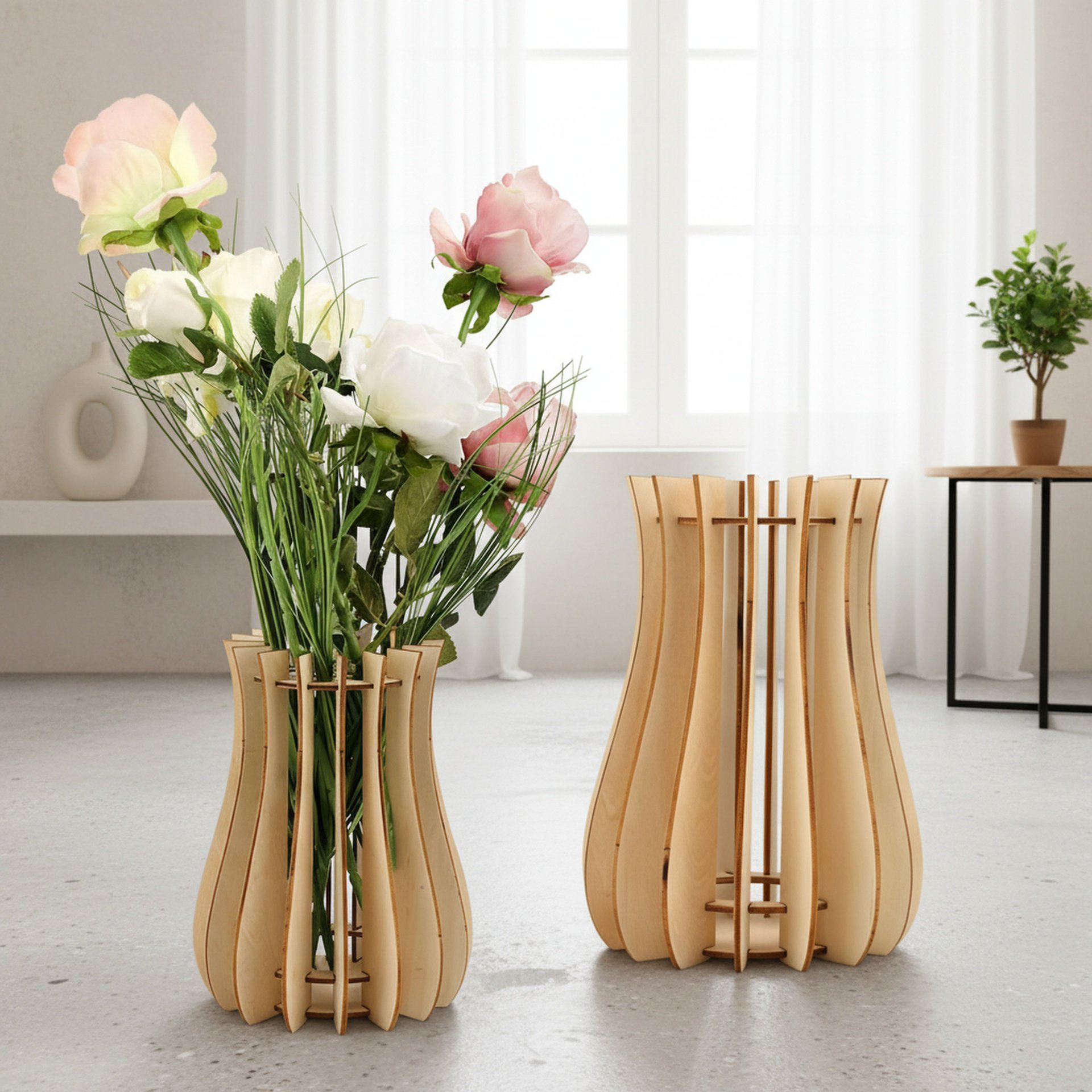 Assembled puzzle vase stand for home decor