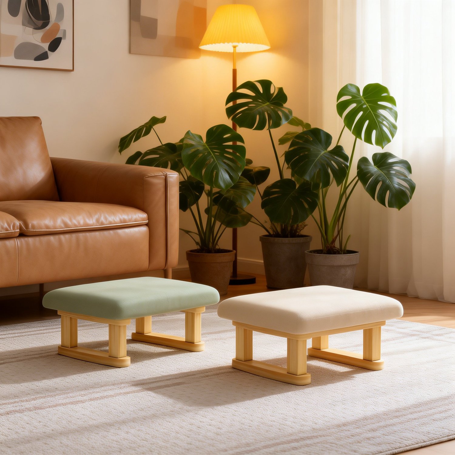 Japanischer Stil Sofa Weich gepolsterter Hocker für Zuhause, Flur niedriger Hocker