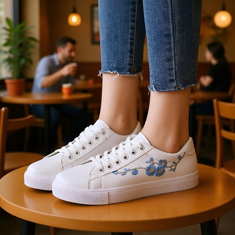 快適な履き心地の白いスニーカー