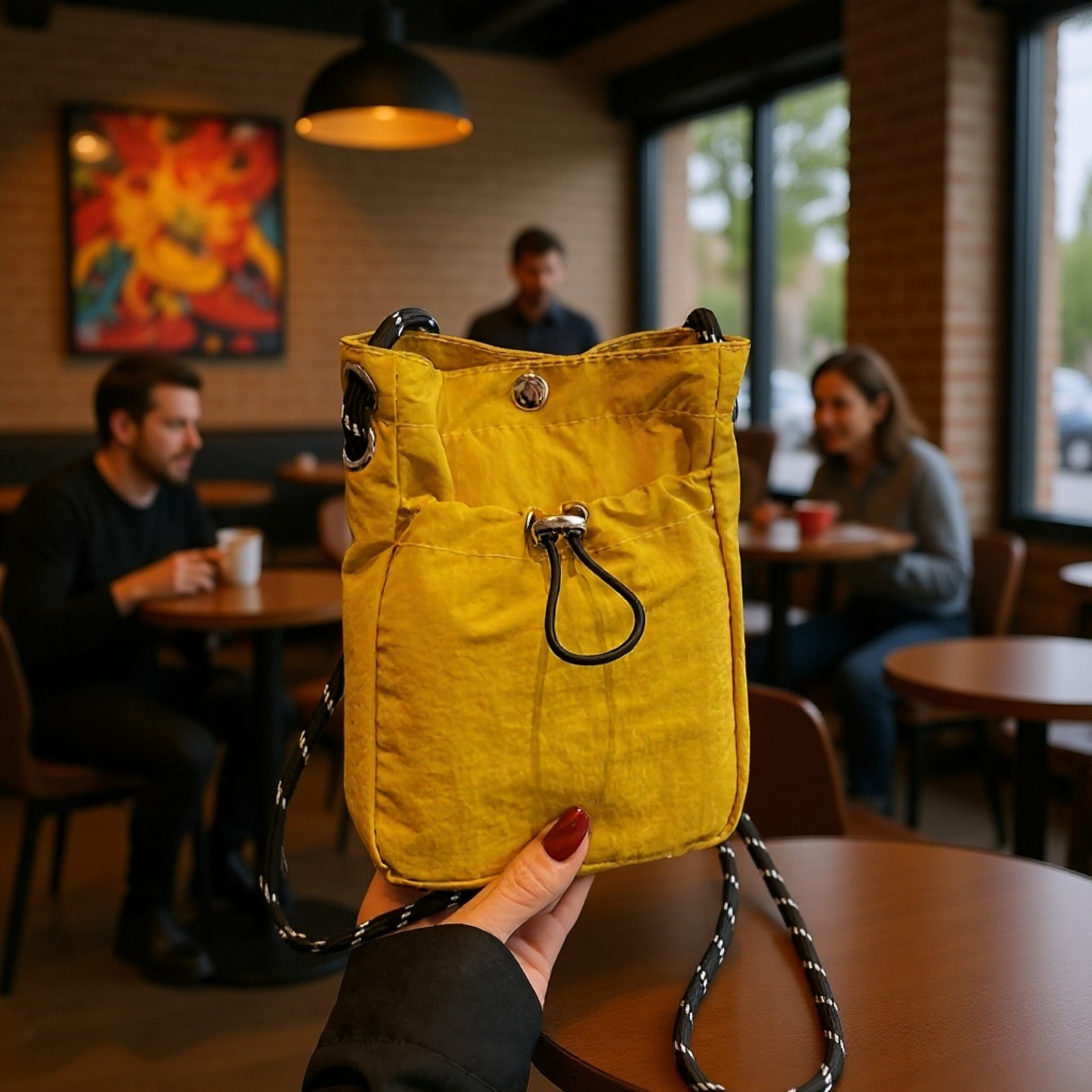 レディース夏新作人気斜めがけミニ巾着キャンバスショルダーバッグ