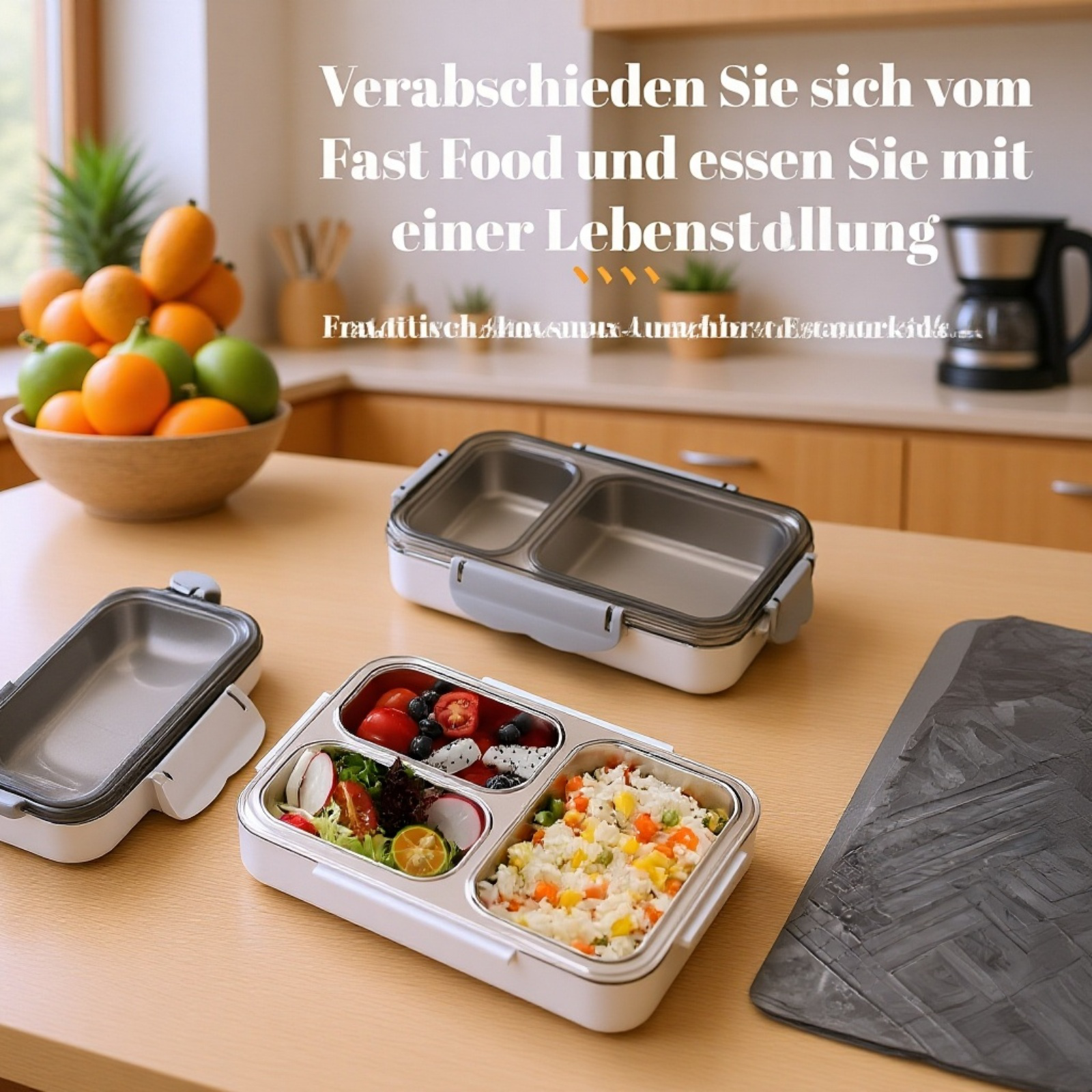  Edelstahl 304 Lunchbox mit Fächern