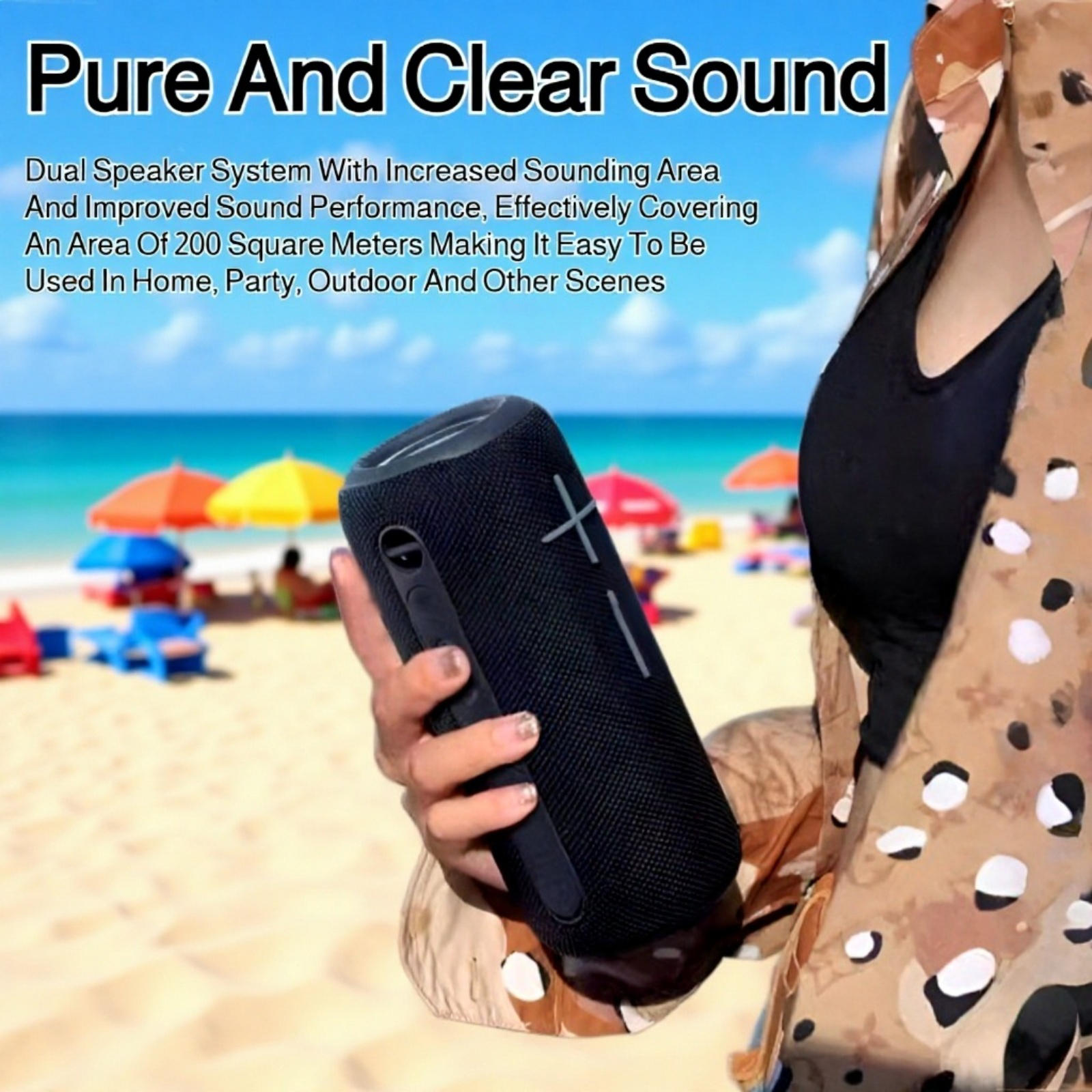 Portable Bluetooth Speaker with deep bass outdoors