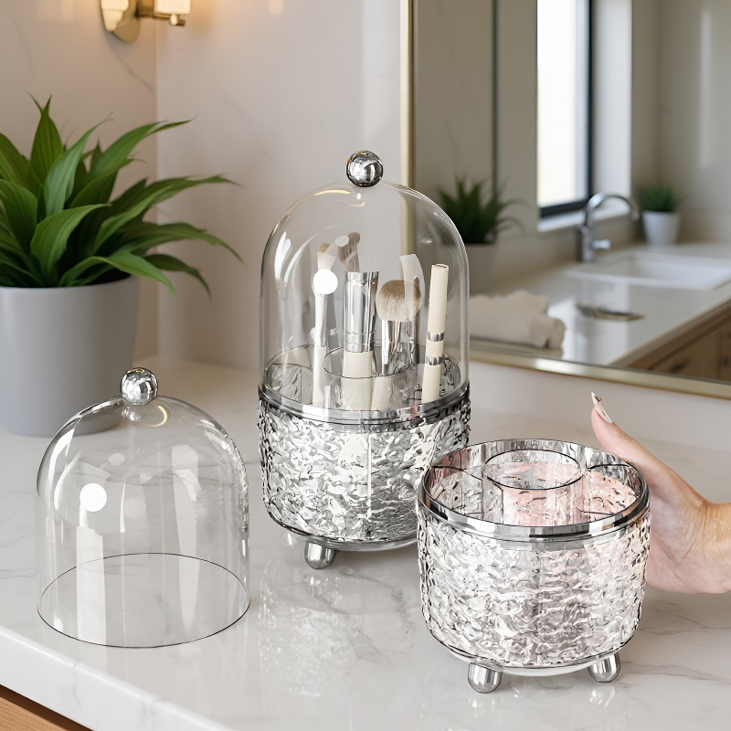 Desktop Transparent Rotating Makeup Brush Organizer