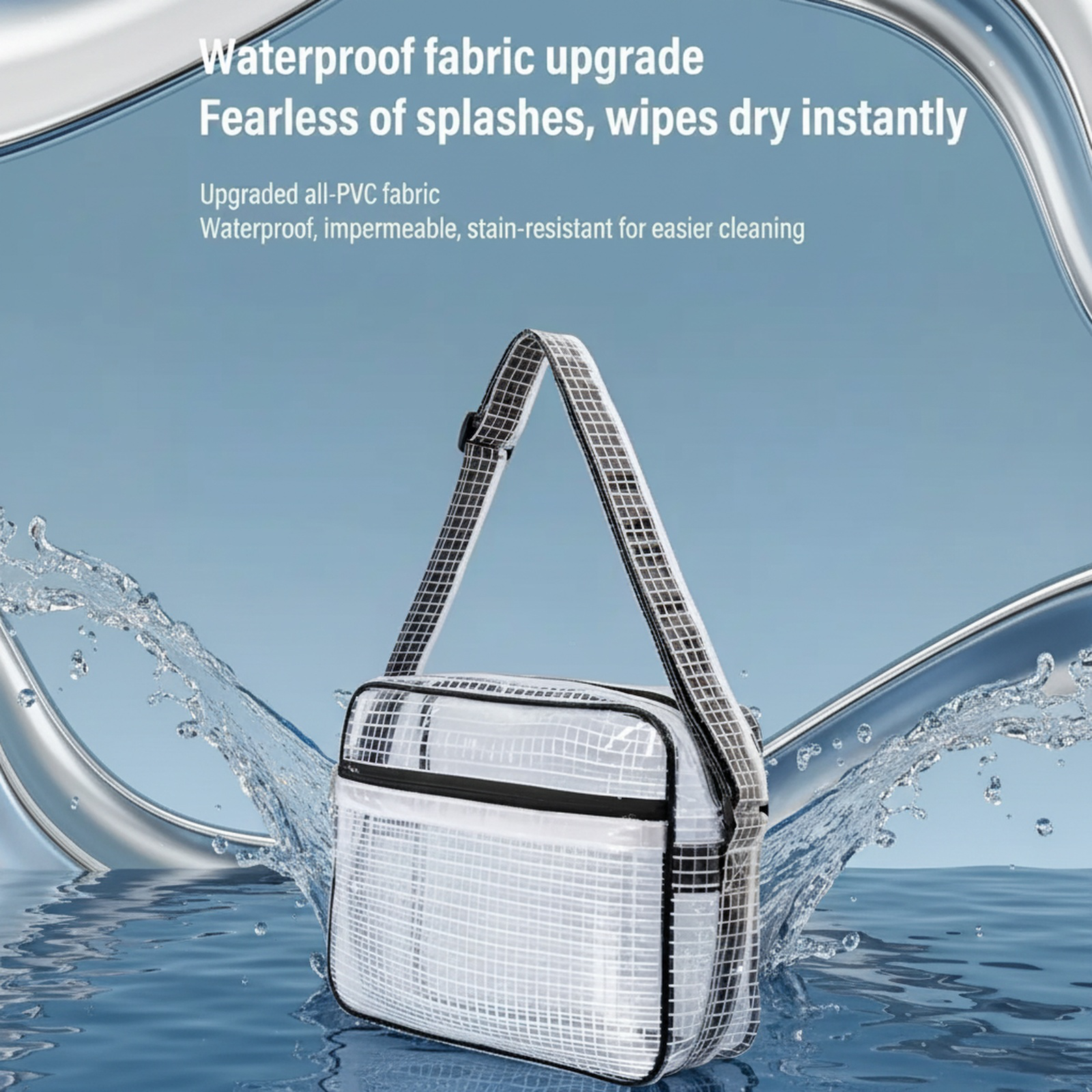 Multi-Functional Anti-Static Transparent Mesh PVC Shoulder/Crossbody/Waist Bag