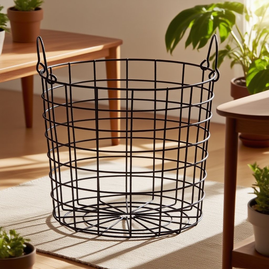 Retro wrought iron storage bucket