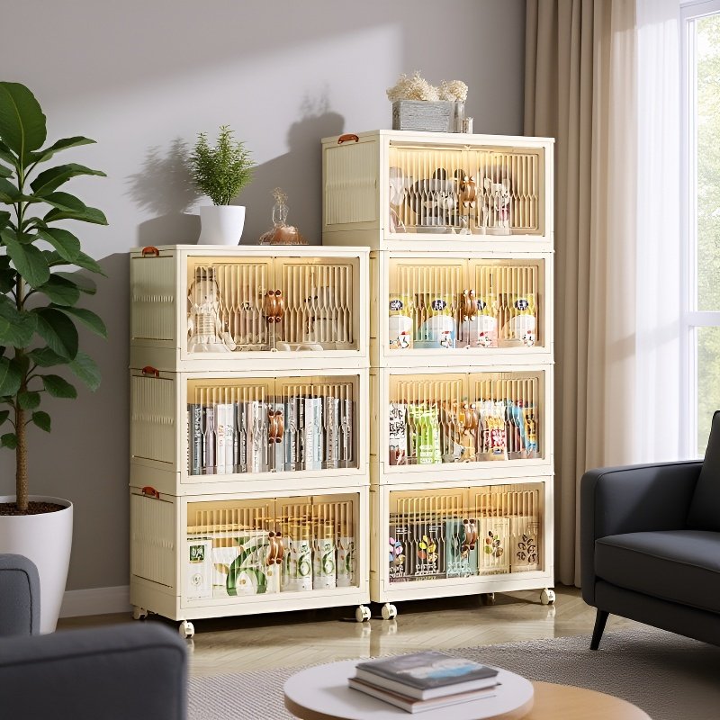 Foldable white magnetic plastic storage cabinet for children's clothes