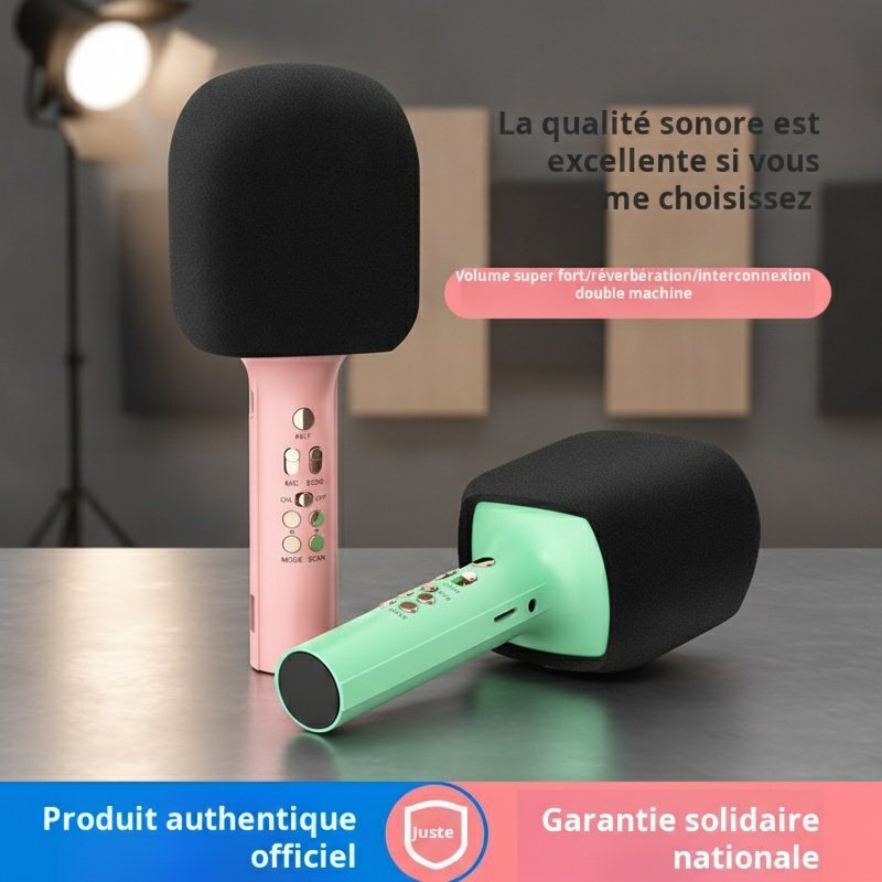 Microphone à condensateur sans fil bluetooth, microphone de chant, audio intégré, téléphone portable