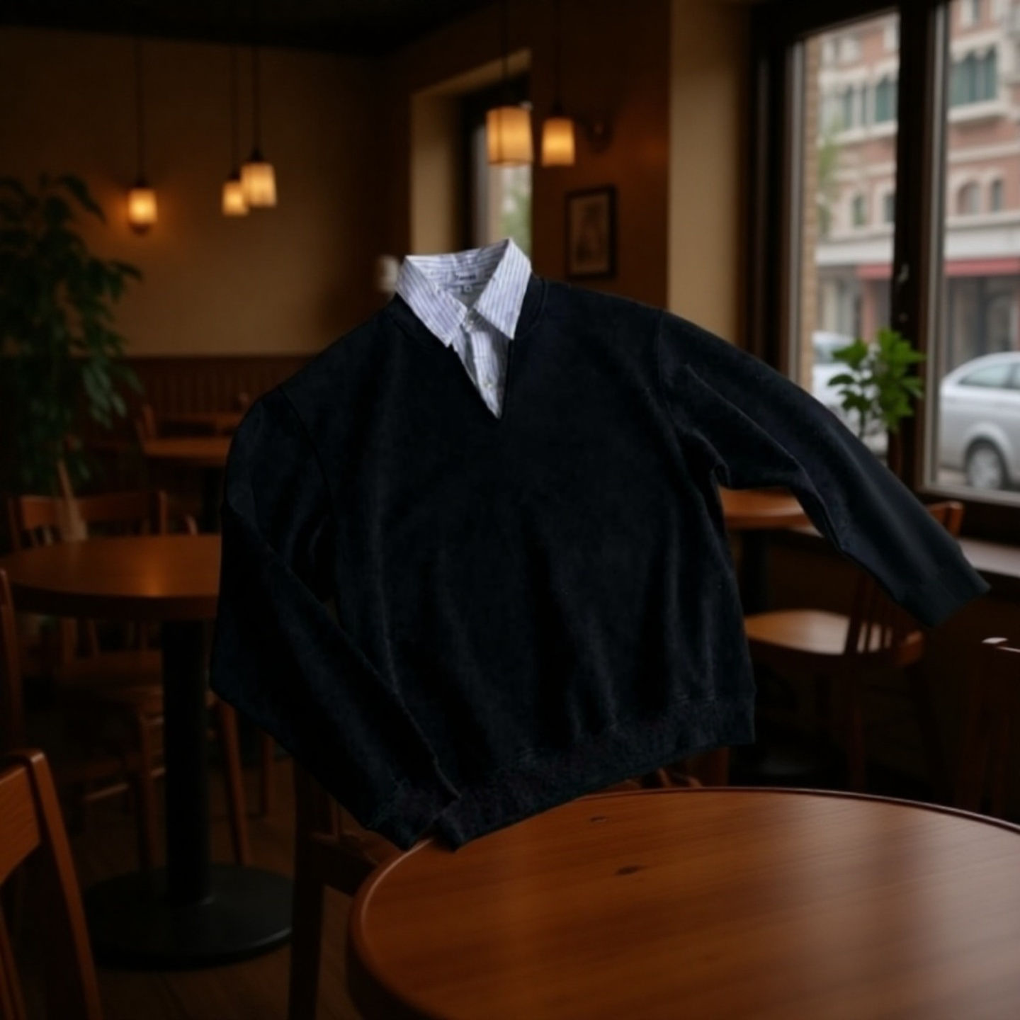 黑色假两件衬衫领卫衣男秋冬cleanfit高级感学院风长袖polo衫上衣