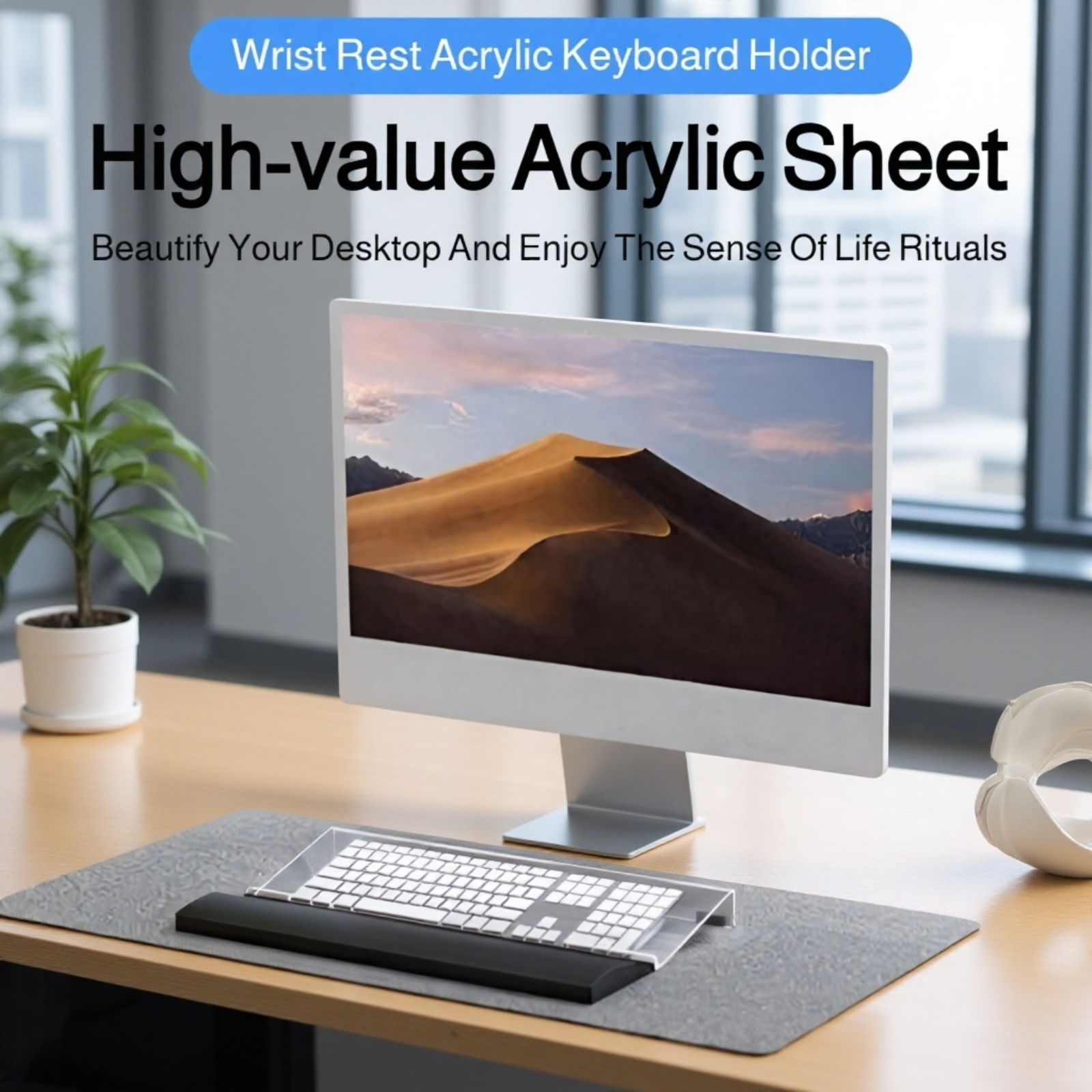 Ergonomic Keyboard Wrist Rest Pad on a modern desk