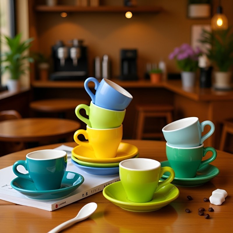 80mlの白い陶器のコーヒーカップ