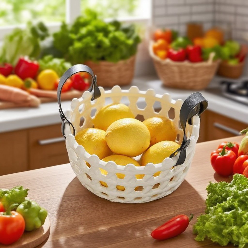 가정용 도자기 펀칭 과일 바구니