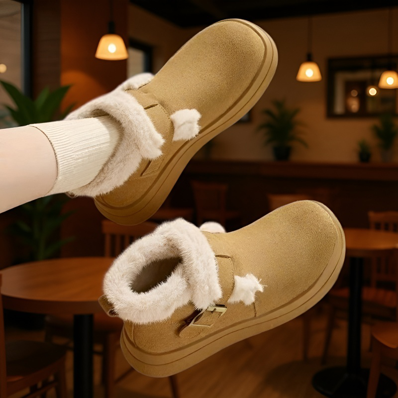 통굽 미끄럼 방지 융털 스노우 부츠 앵클 부츠 아웃도어 보온 북동 원터치 스노우 부츠녀