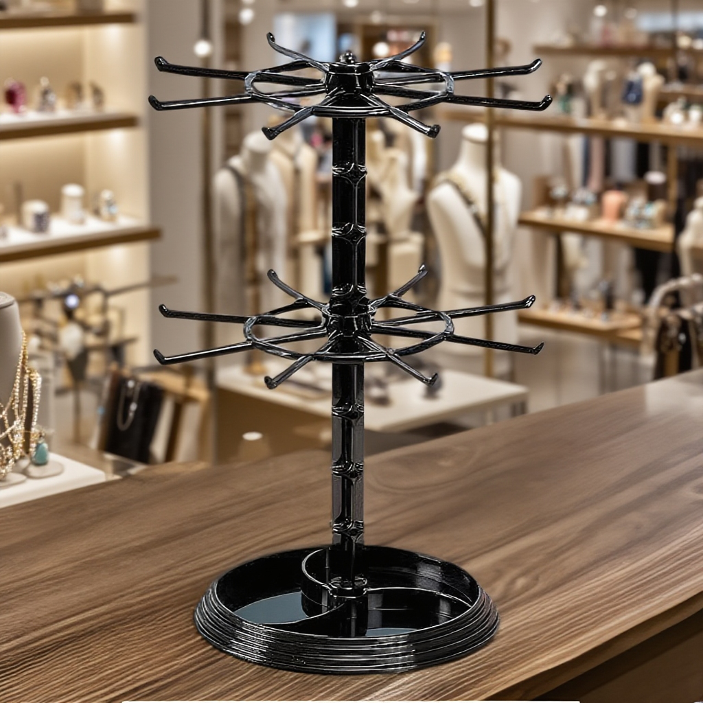 Multifunkční stolní otočný stojan na šperky, náušnice, náhrdelníky, gumičky do vlasů a klíče