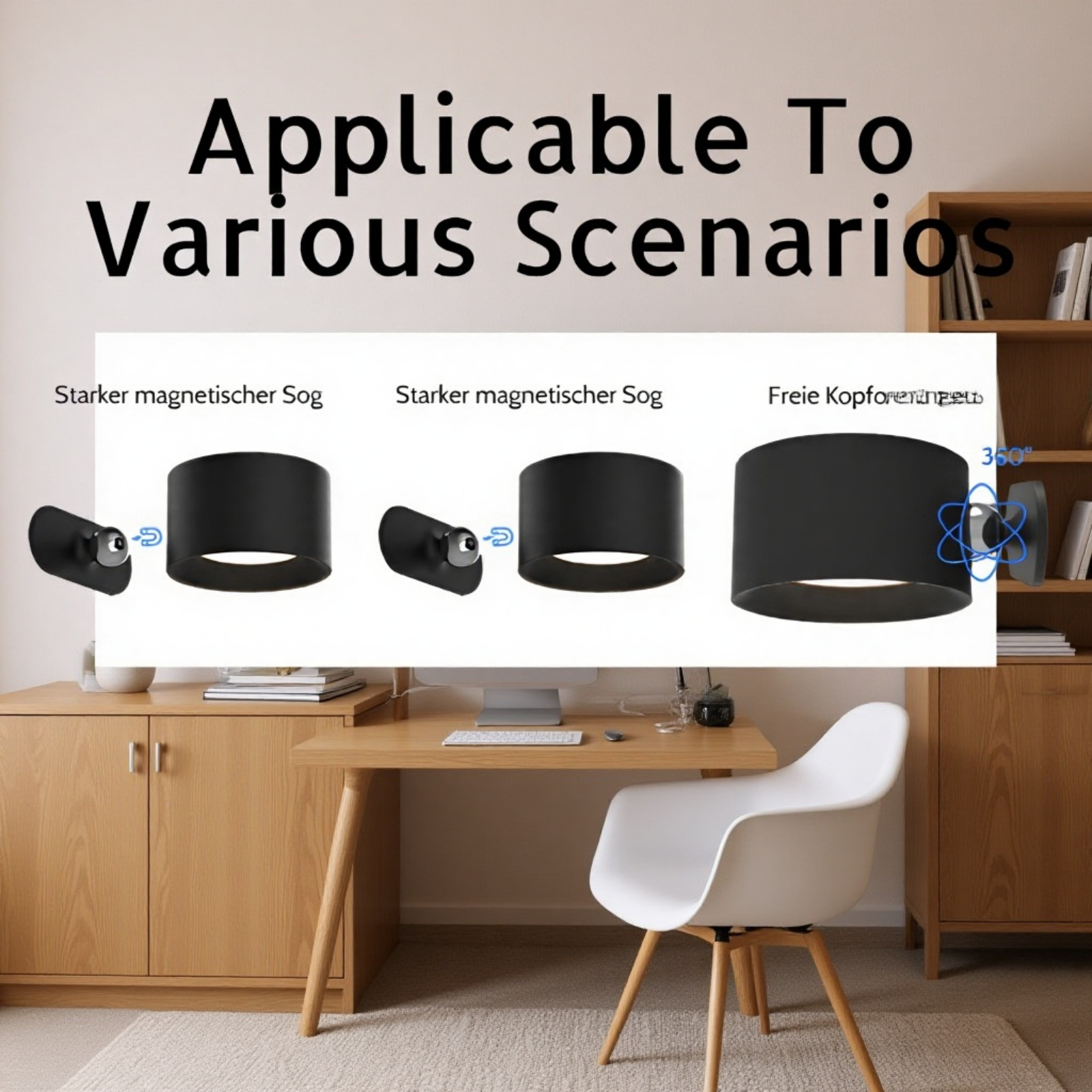 Rechargeable magnetic wall lamp for closets