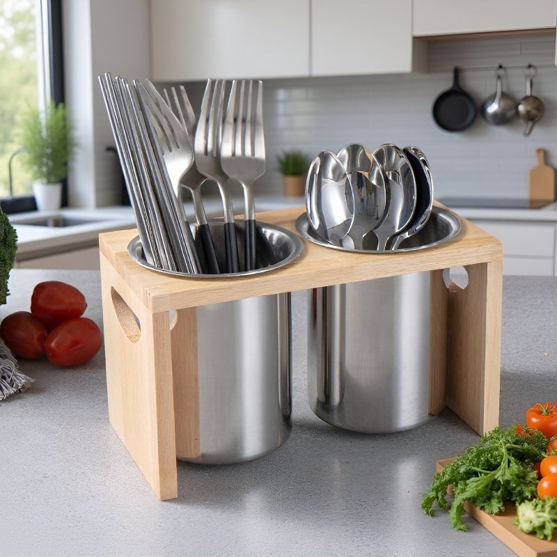 나무 젓가락 꽂이 세트 보관 용기