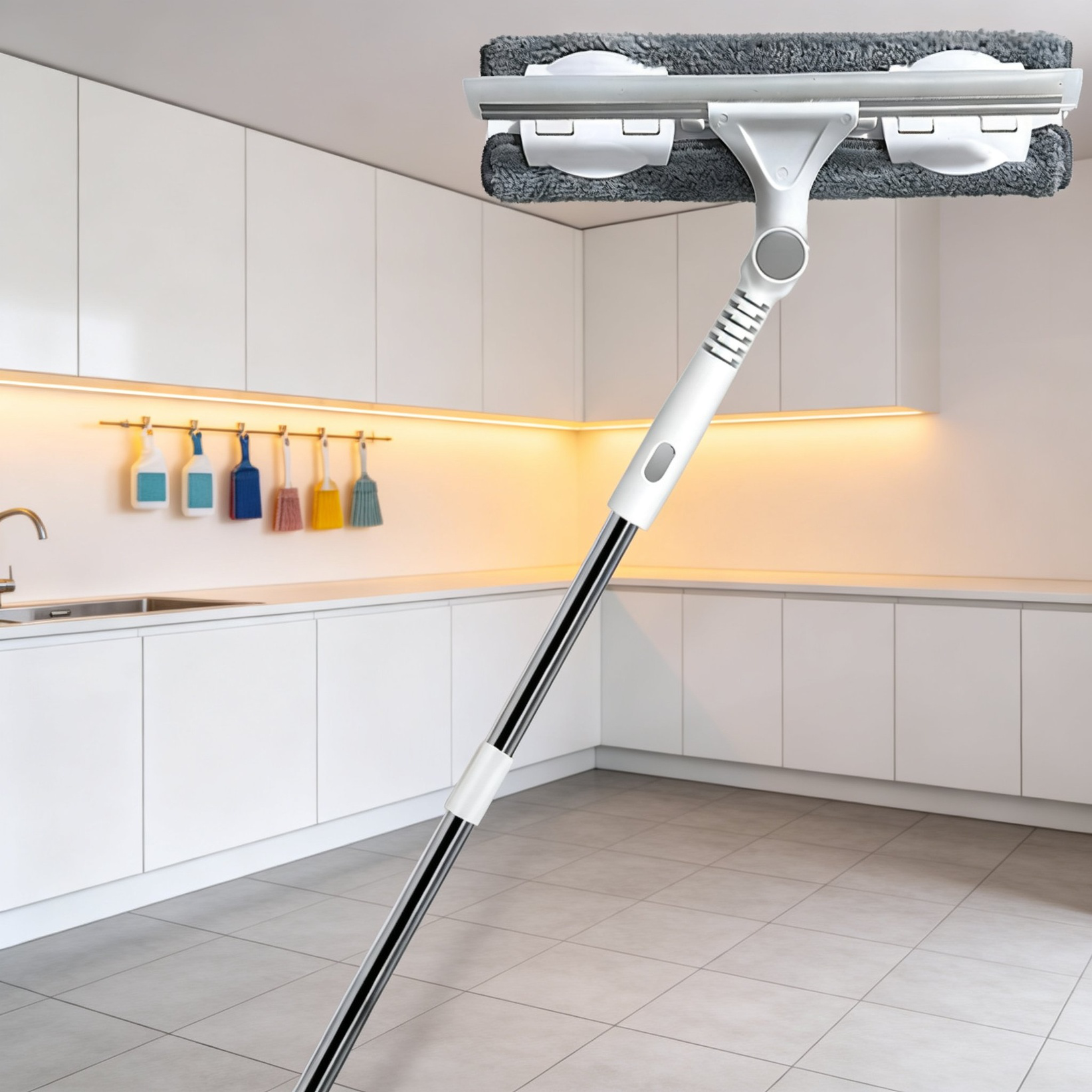 Verlängerbarer Fensterreiniger für hohe Fenster, Haushalt, doppelseitig