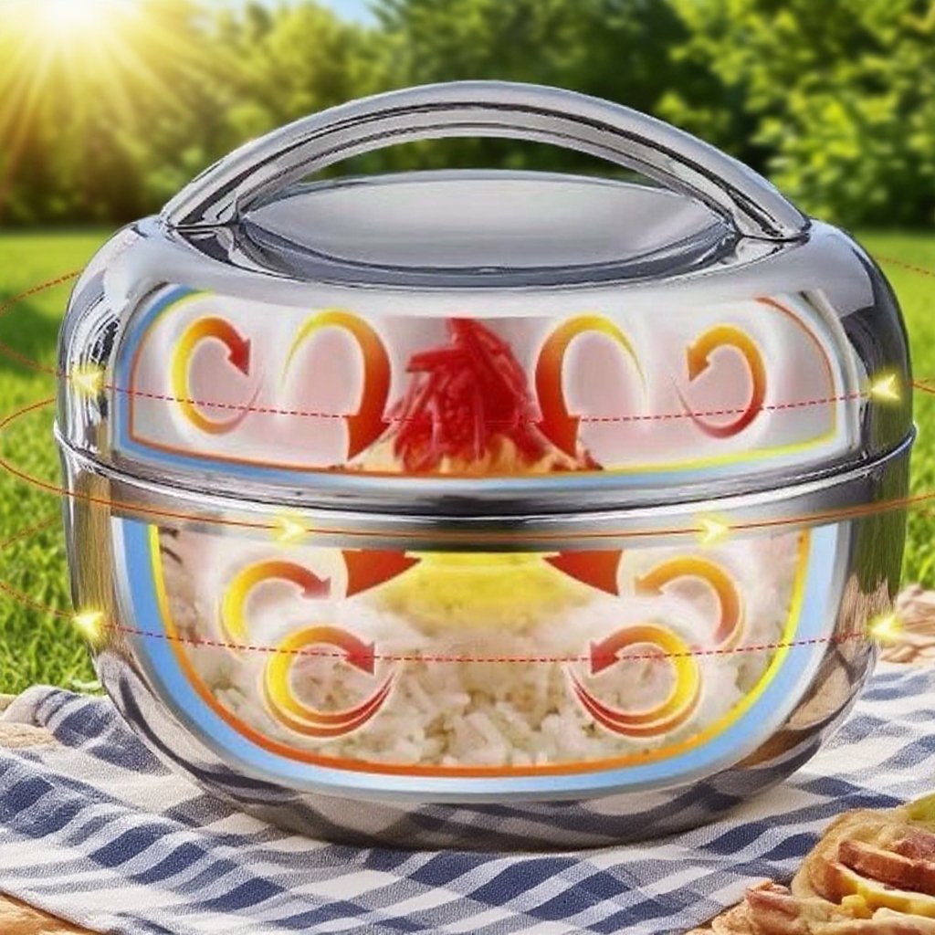 Stainless steel circular double-layer insulated lunch box