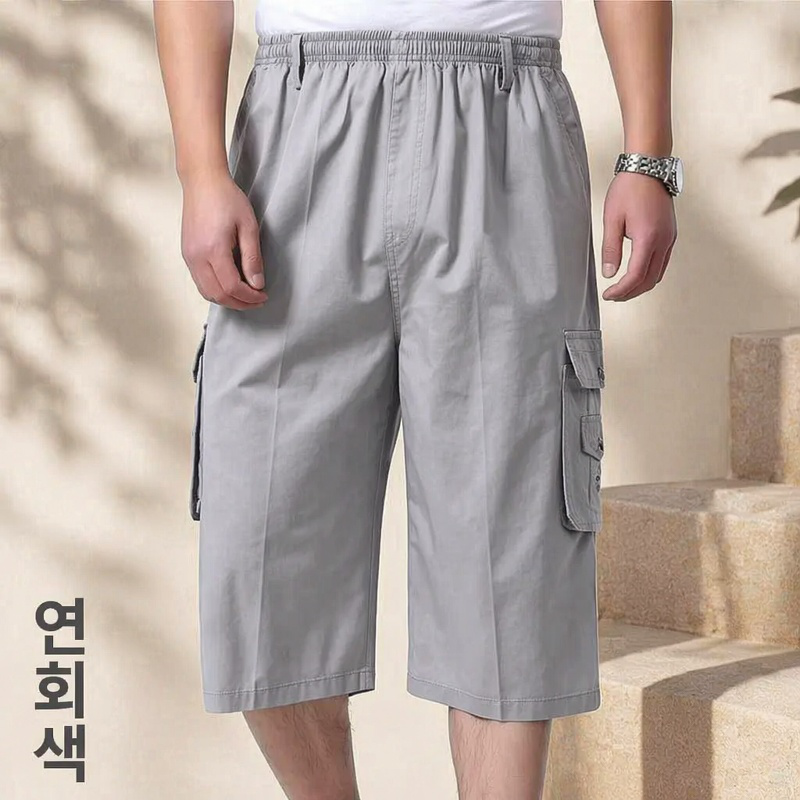 여름 중장년 남성용 넉넉한 7부 바지 아버지 캐주얼 반바지