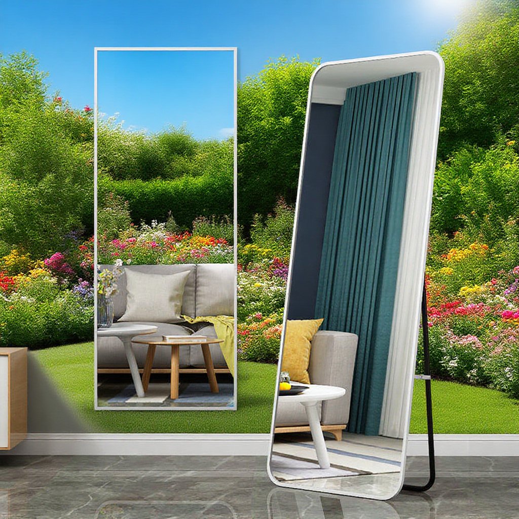 침실에 배치된 전신거울 착지경