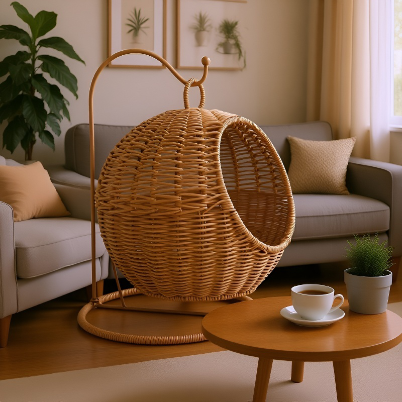 Cesta de frutas de escritorio tejida de imitación de ratán