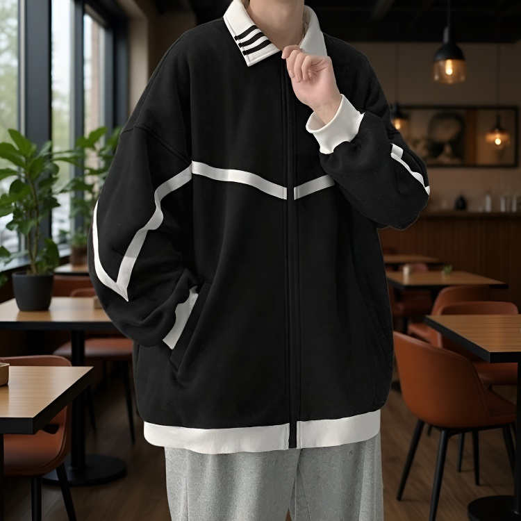 남자 춘추 루즈핏 맨투맨 야구 점퍼 상의 캐주얼 루즈핏 맨투맨