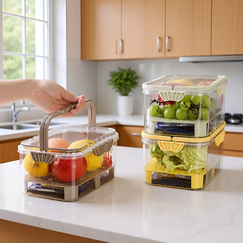 Caja de almuerzo multifuncional para frutas y verduras, con diseño de refrigeración