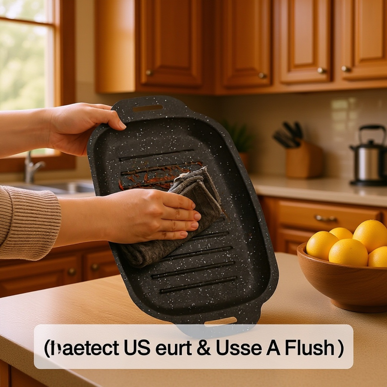  Non-stick Maifan Stone Carbon Steel Rectangular Grill Pan for Home Use