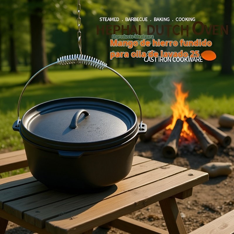 Olla colgante de hierro para cocinar al aire libre, hervir agua y guisar