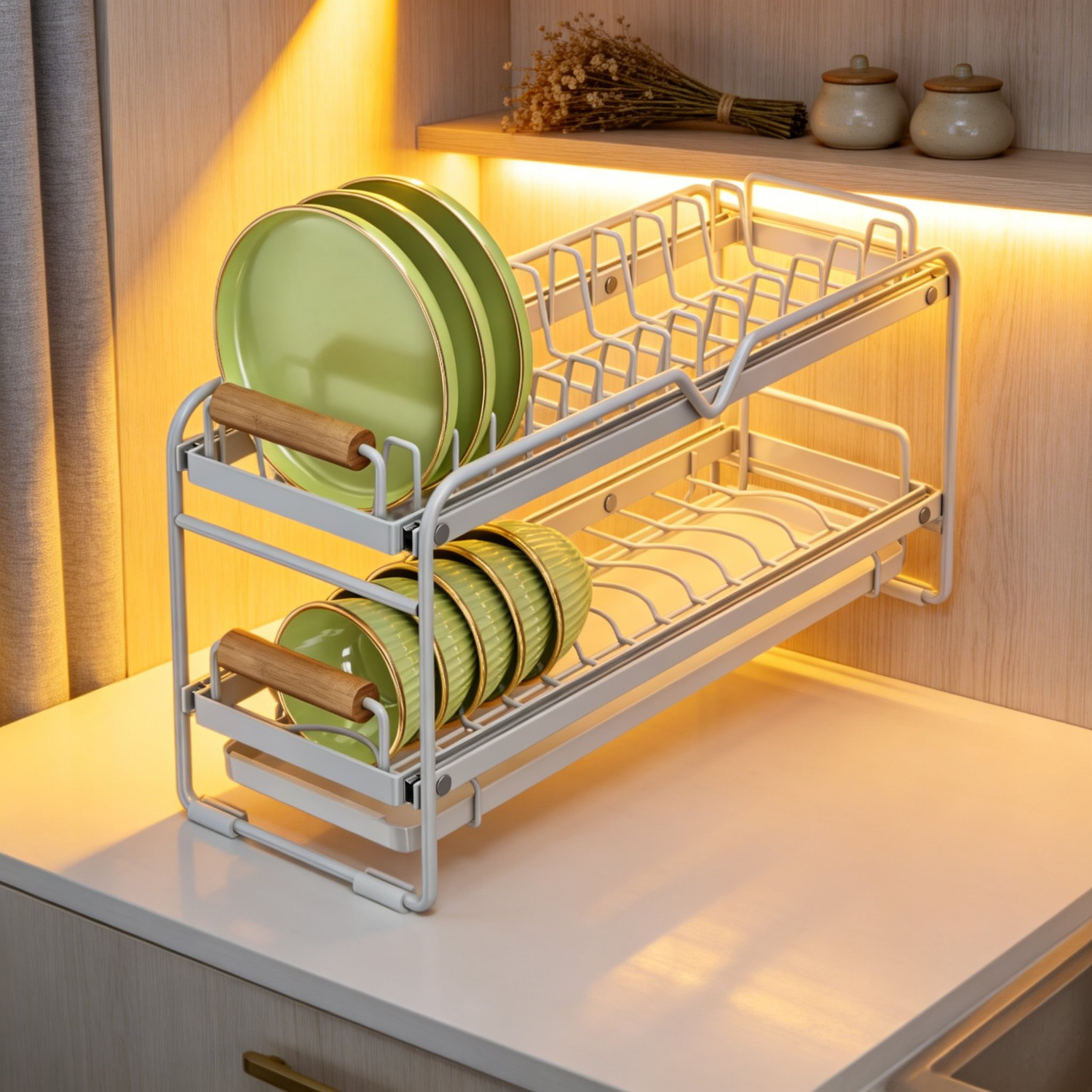 Organizador de cocina para mantener vajilla seca y ordenada